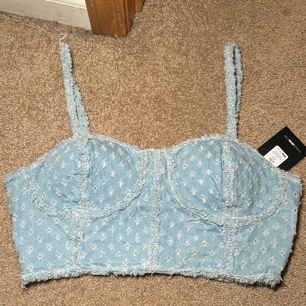 FASHIONNOVA- What a Pearl Wants Denim Top